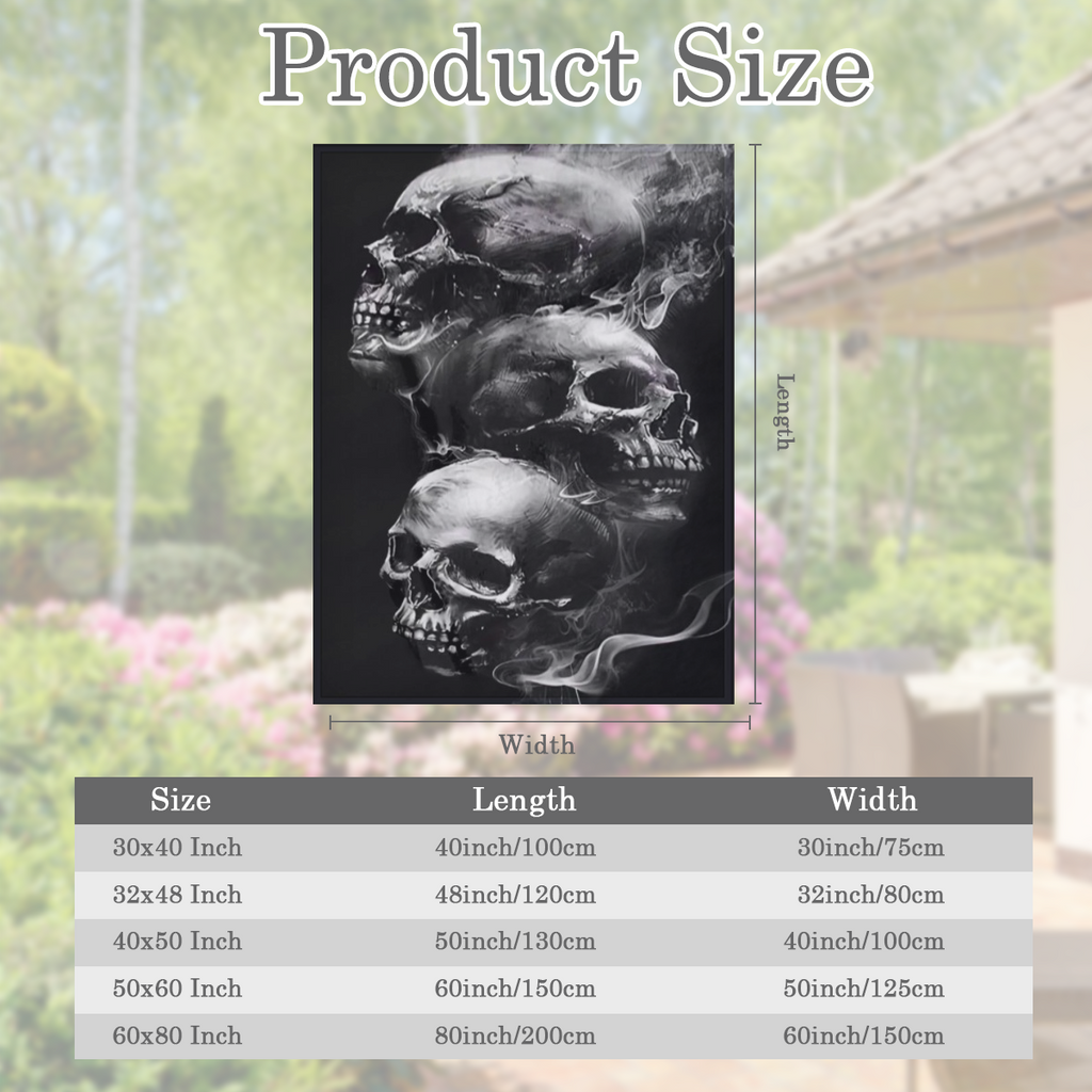 1pc Cozy Flannel Blanket - Soft Bedding for Camping, Sofa, Bed, and Office - Unique Three Ruins Skulls Design, Comfortable, Gift- Worthy, and Suitable for All Seasons