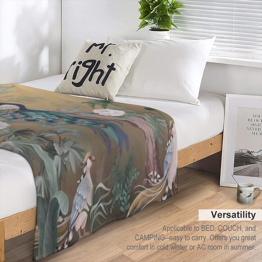 Beautiful Peacock Flannel Throw Blanket Soft And Cozy, Warm And Fuzzy, Lightweight for Easy Travel, Elegant Decor for Couch or Bed, Perfect for Living Room or Outdoor Use for Women Adults
