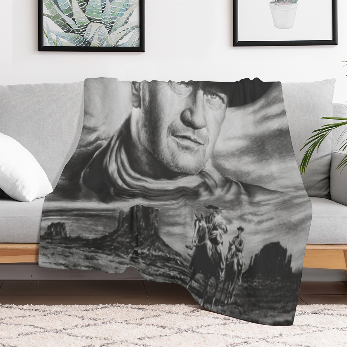 American Legend John- Wayne Throw Blanket 80X60 Ultra- Soft Fleece Throw Blanket for Soft, Couch, Chair, Sofa, Office Bed Suitable All Season, 280GSM CozyFlannel MultiSizes, 4 Sizes Available