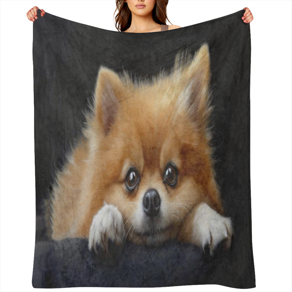 Pommeren Hond Print Flanel Fleece Dekent - All Season Lichtgewicht Pluche Gezellige Dekent voor Auto, Sofa, Bed, Kamperen, Vliegtuig - Ideaal Kerst- en Verjaardagscadeau