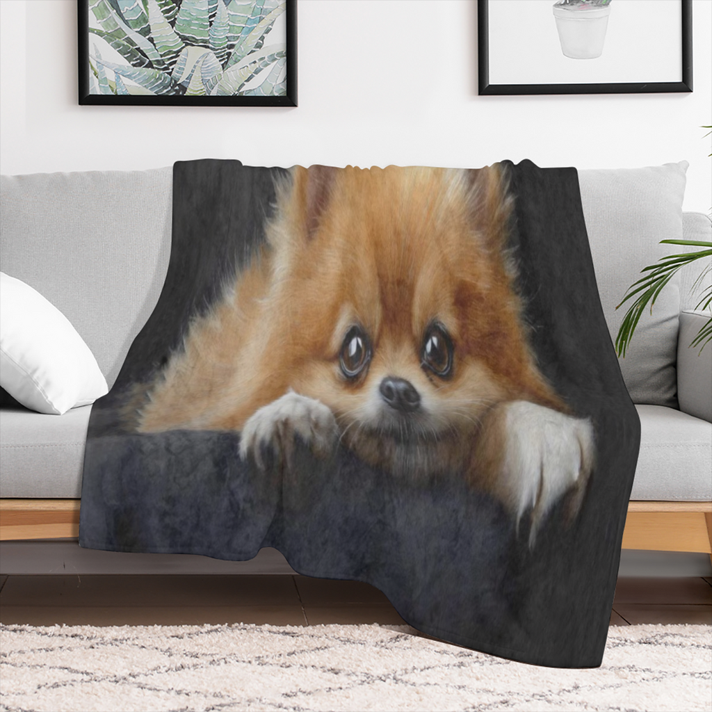 Pommeren Hond Print Flanel Fleece Dekent - All Season Lichtgewicht Pluche Gezellige Dekent voor Auto, Sofa, Bed, Kamperen, Vliegtuig - Ideaal Kerst- en Verjaardagscadeau