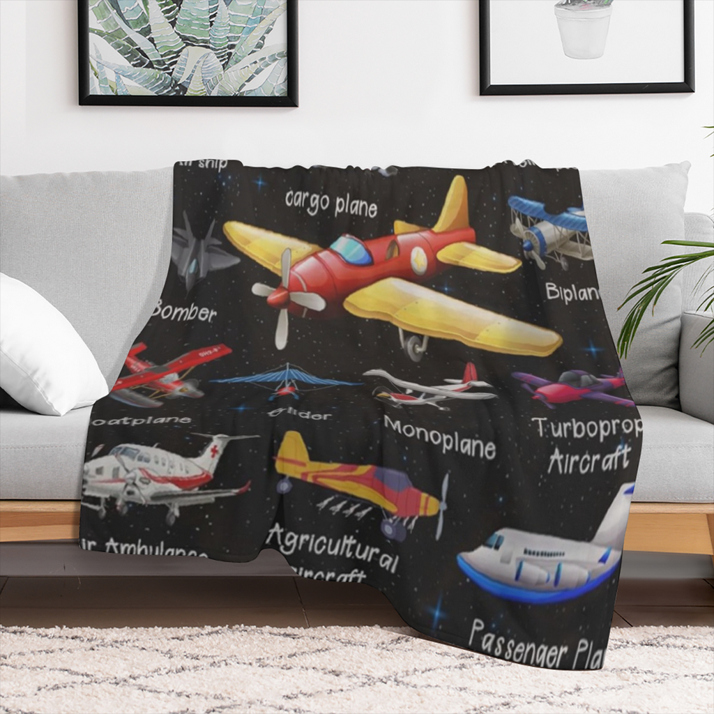Airplane Throw Blanket, Airplane Gifts for Boys Girls Adults, Aircraft Throw, Plush Cozy Lightweight Flannel Quilts for Bedroom Sofa Couch Living Room Decoration, 40x50 for Boys Girls, 280GSM CozyFlan