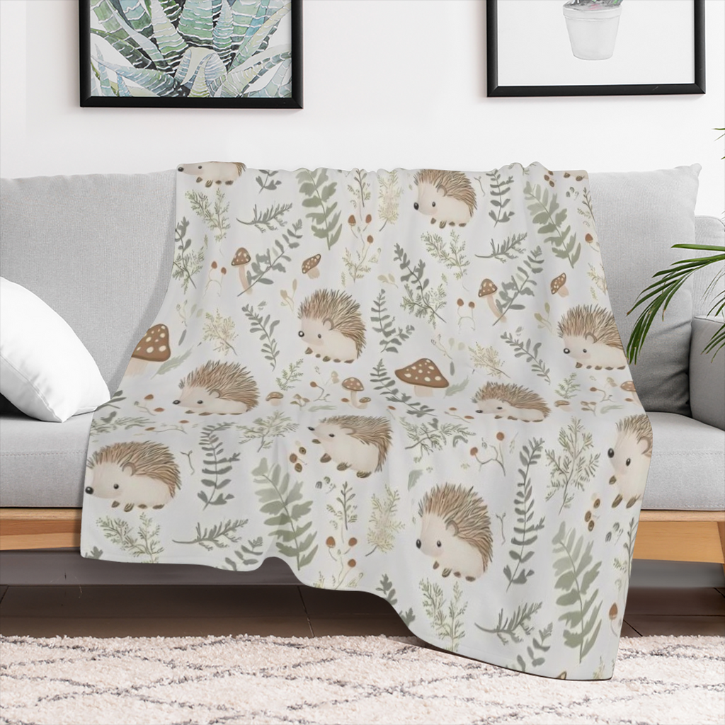 Adorable Hedgehog Blanket, Soft Cozy Flannel Throw Blanket for Adults Kids Men Women, Lightweight Warm Fuzzy Blankets for Couch, Bed, Travel And Home Decor