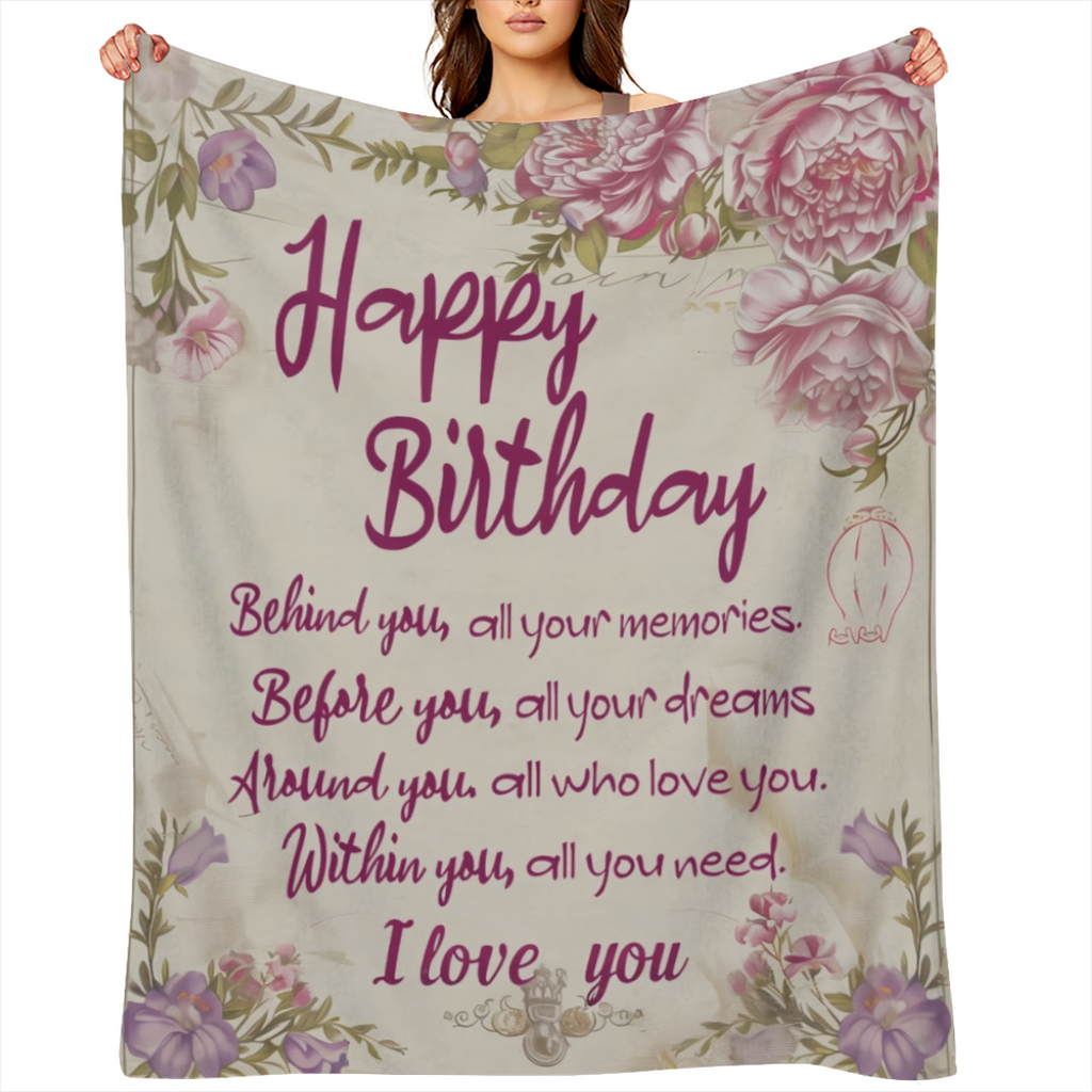 Birthday Gifts, Unique Best Gift Blanket for Women Girl, Vintage Floral Blankets, Ideas for Mom Sister Grandma Wife Daughter Lightweight Throw, Happy Festival Party Room Decor