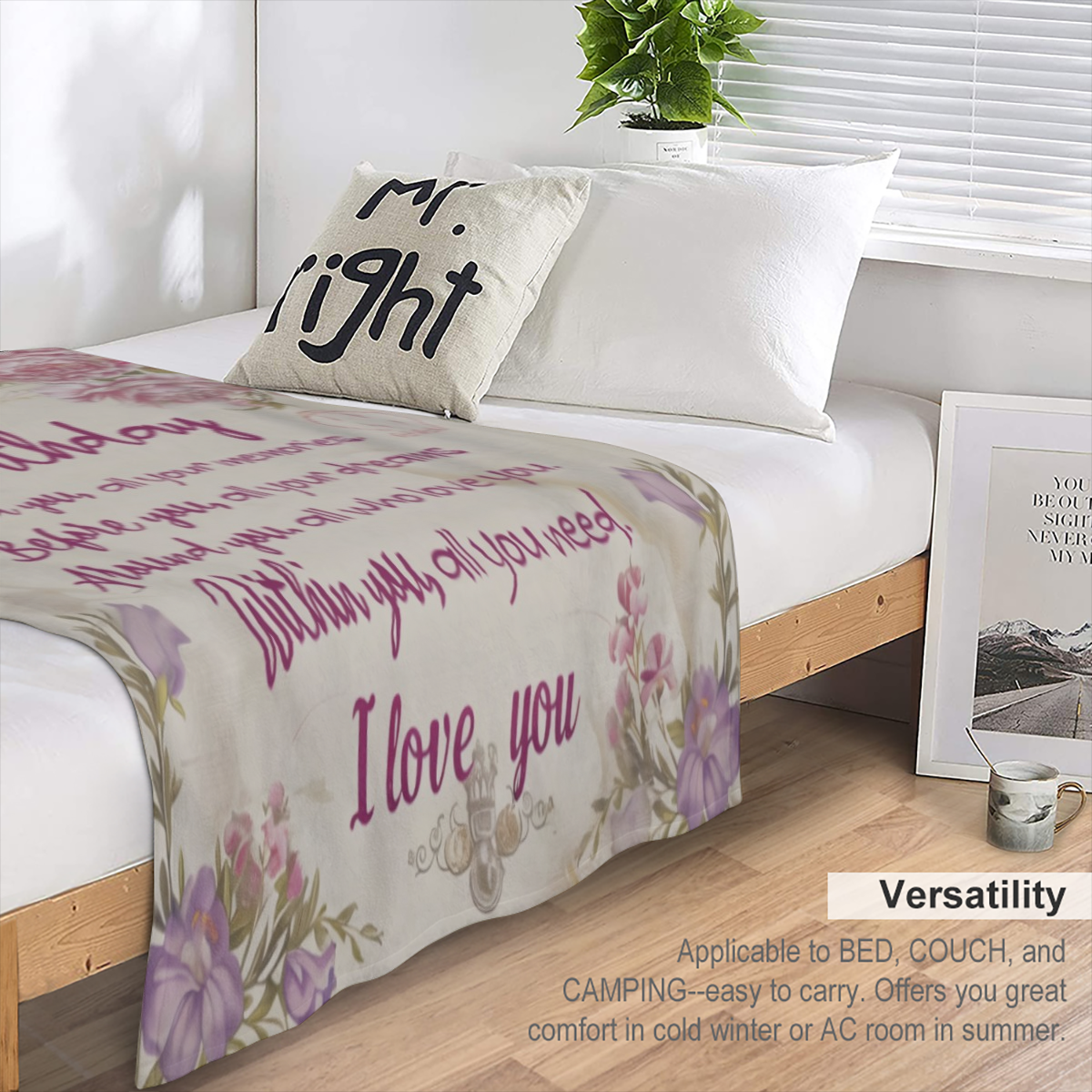Birthday Gifts, Unique Best Gift Blanket for Women Girl, Vintage Floral Blankets, Ideas for Mom Sister Grandma Wife Daughter Lightweight Throw, Happy Festival Party Room Decor