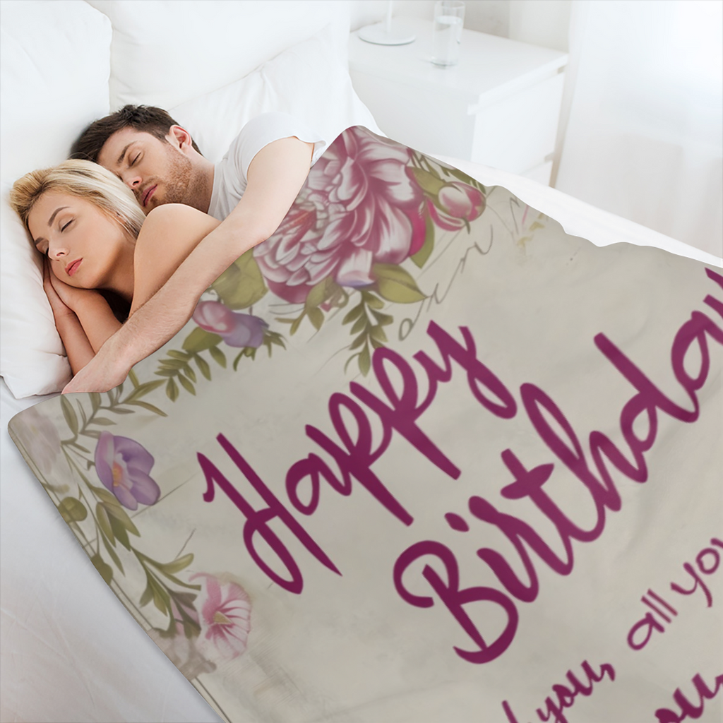Birthday Gifts, Unique Best Gift Blanket for Women Girl, Vintage Floral Blankets, Ideas for Mom Sister Grandma Wife Daughter Lightweight Throw, Happy Festival Party Room Decor