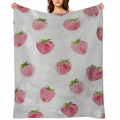 Sweet Strawberry Style Ultra-Soft Microfiber Blanket with Fresh Strawberry Pattern, Lightweight & Cozy, Perfect for Sofa, Bed or Chair, All-Season Use, Modern Design with Vibrant Pink Strawberries on