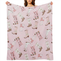 Cozy Cowgirl Fleece Blanket with Pink Background Soft Plush Throw for Youngsters, Teens & Women Country- Themed Design Featuring Cowboy Hats, Boots & Cacti Perfect for Sofa, Couch & Bed Decor