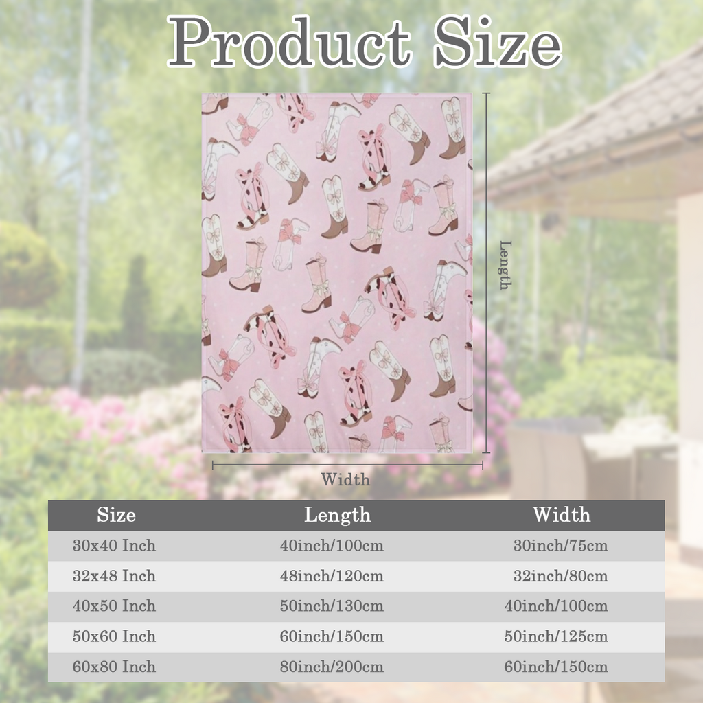 Cozy Cowgirl Fleece Blanket with Pink Background Soft Plush Throw for Youngsters, Teens & Women Country- Themed Design Featuring Cowboy Hats, Boots & Cacti Perfect for Sofa, Couch & Bed Decor