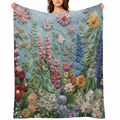 Cozy embroidered floral flannel blanket - perfect for naps, camping and home decor for friends, family and loved ones