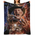 Fright Night Themed Flannel Blanket Digital Print Soft Warm Polyester Knit 200-250g Fabric Weight All-Season Comfort Gift for Sofa Office Bed Camping Travel Washed Geometric Pattern Cabin Style 50x60