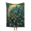 Marble Peacock Soft Warm Cozy Blanket, Blue Abstract Bird Beautiful Animal Throw Blankets for Boys Girls Fuzzy Plush Blanket Fleece Lightweight Flannel for Bed Couch Sofa-280GSM