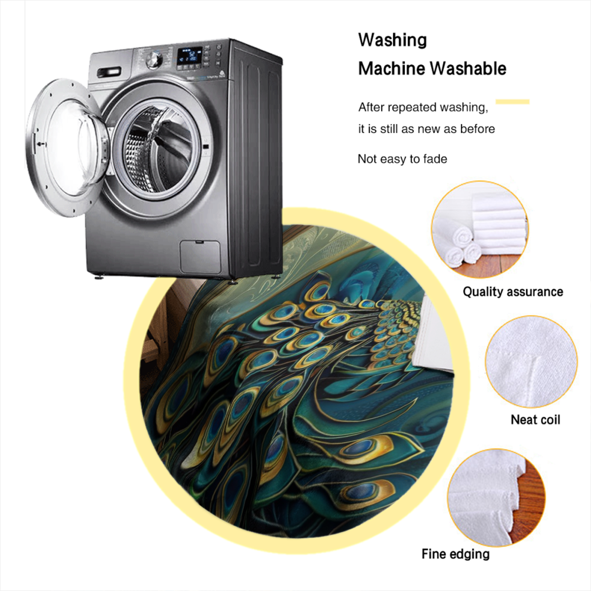 Marble Peacock Soft Warm Cozy Blanket, Blue Abstract Bird Beautiful Animal Throw Blankets for Boys Girls Fuzzy Plush Blanket Fleece Lightweight Flannel for Bed Couch Sofa-280GSM