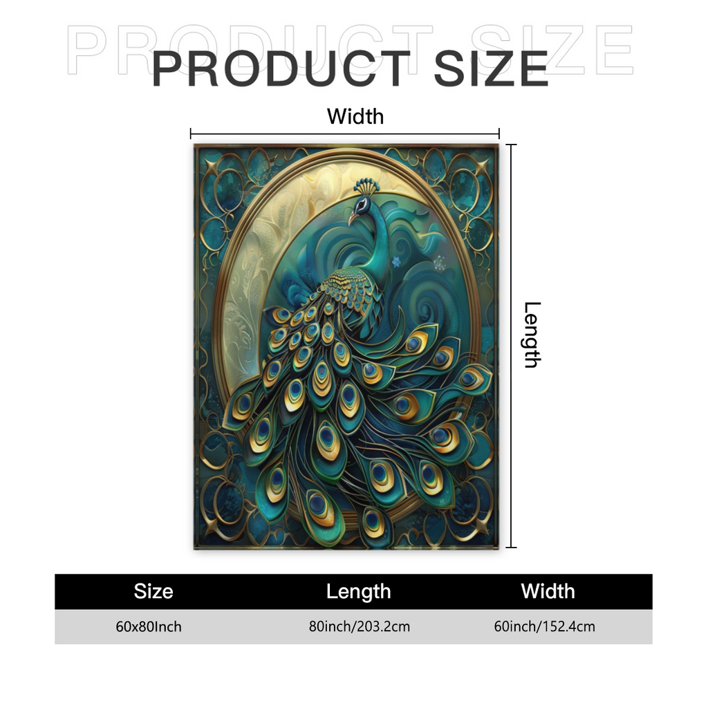 Marble Peacock Soft Warm Cozy Blanket, Blue Abstract Bird Beautiful Animal Throw Blankets for Boys Girls Fuzzy Plush Blanket Fleece Lightweight Flannel for Bed Couch Sofa-280GSM