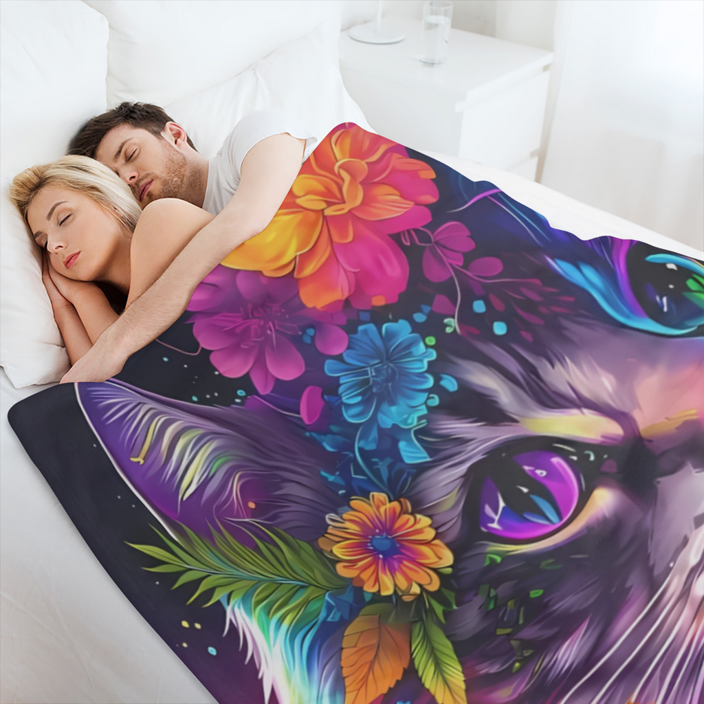 1pcs Cute Cat Cartoon Printed Adult Blanket Four Seasons Flannel Fleece Blanket Soft Warm Plush Blanket Sofa Bed Camping Travel Theater Ideal City Gift and Holiday Gift