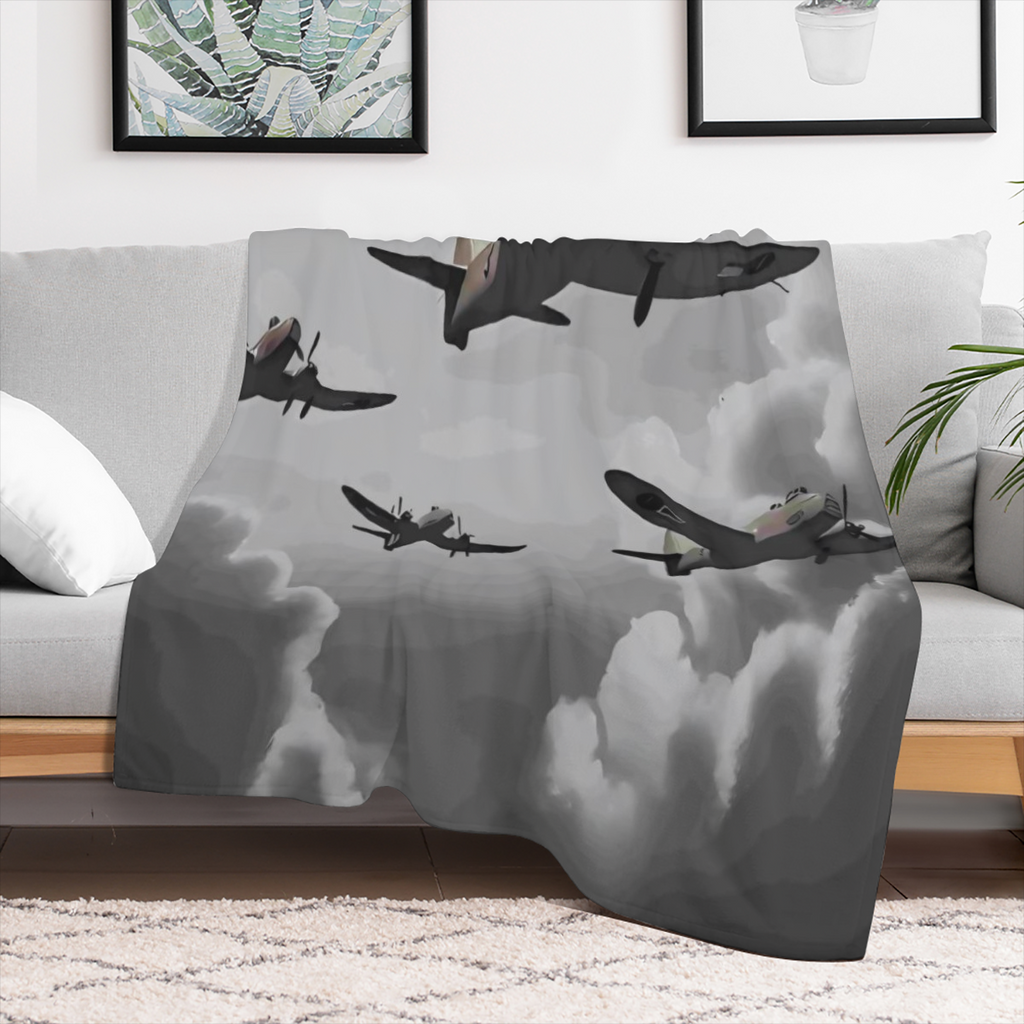 Ultra-Soft Plush WWII Airplane Throw Blanket - Cozy Flannel Reversible All-Season Comfort for Couch Bed