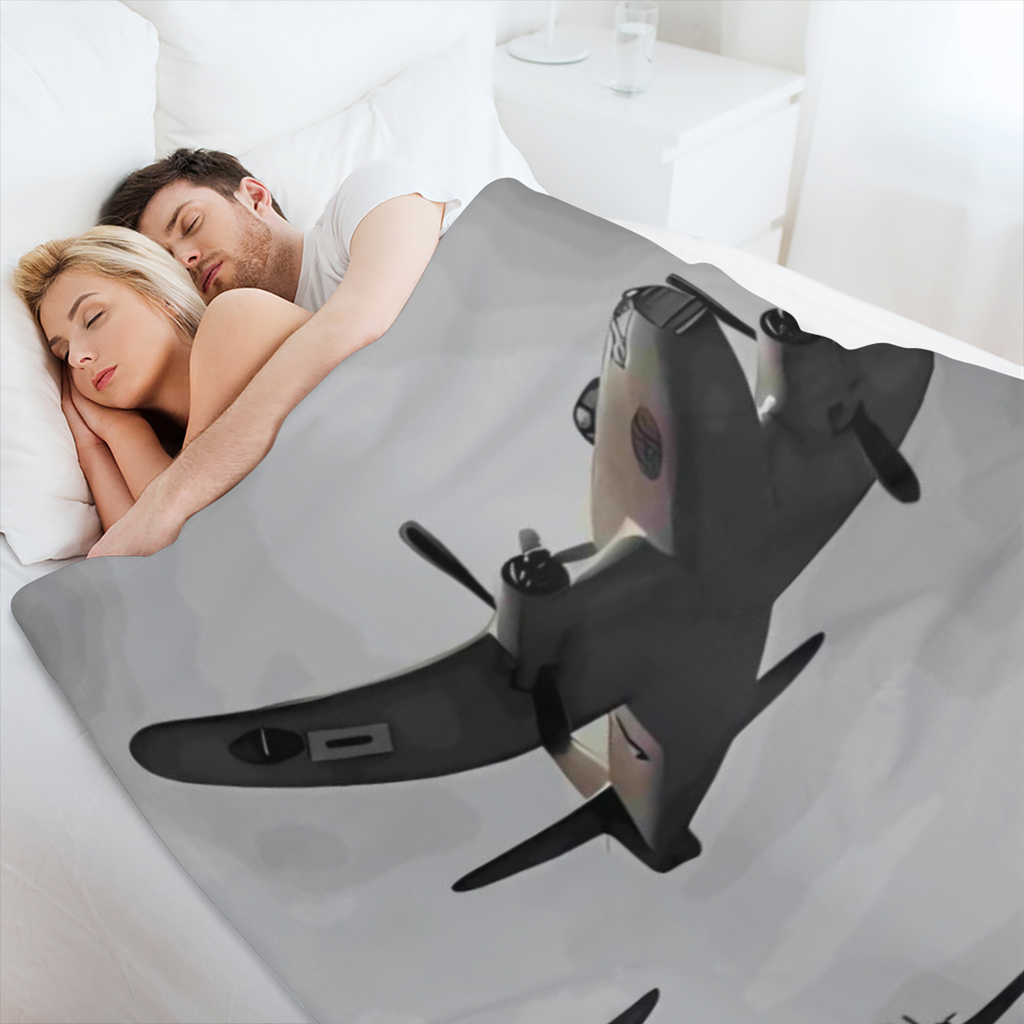 Ultra-Soft Plush WWII Airplane Throw Blanket - Cozy Flannel Reversible All-Season Comfort for Couch Bed