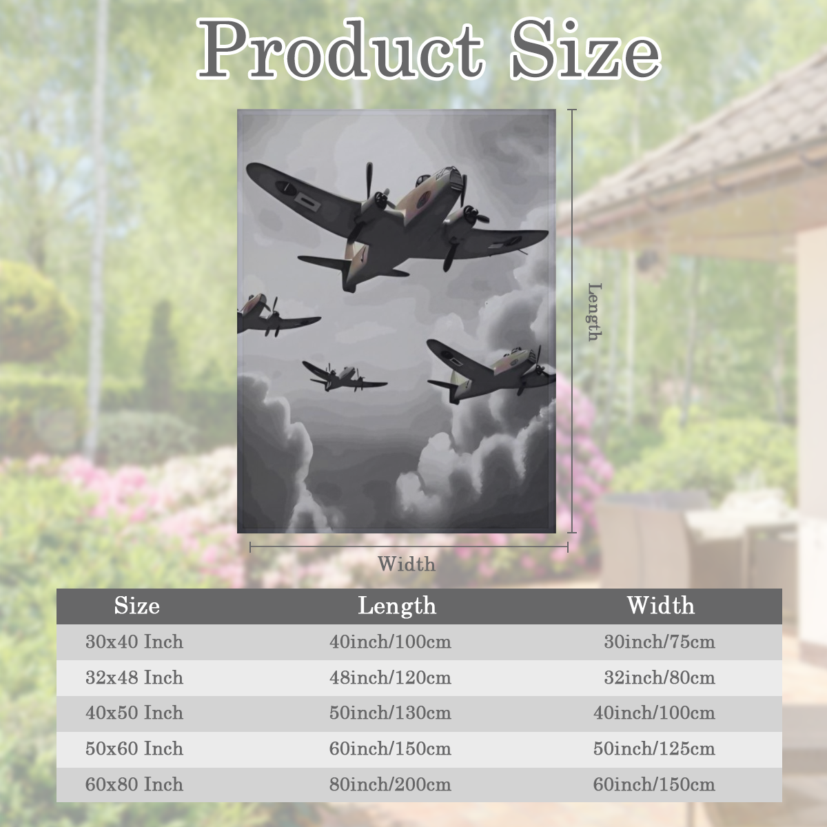Ultra-Soft Plush WWII Airplane Throw Blanket - Cozy Flannel Reversible All-Season Comfort for Couch Bed