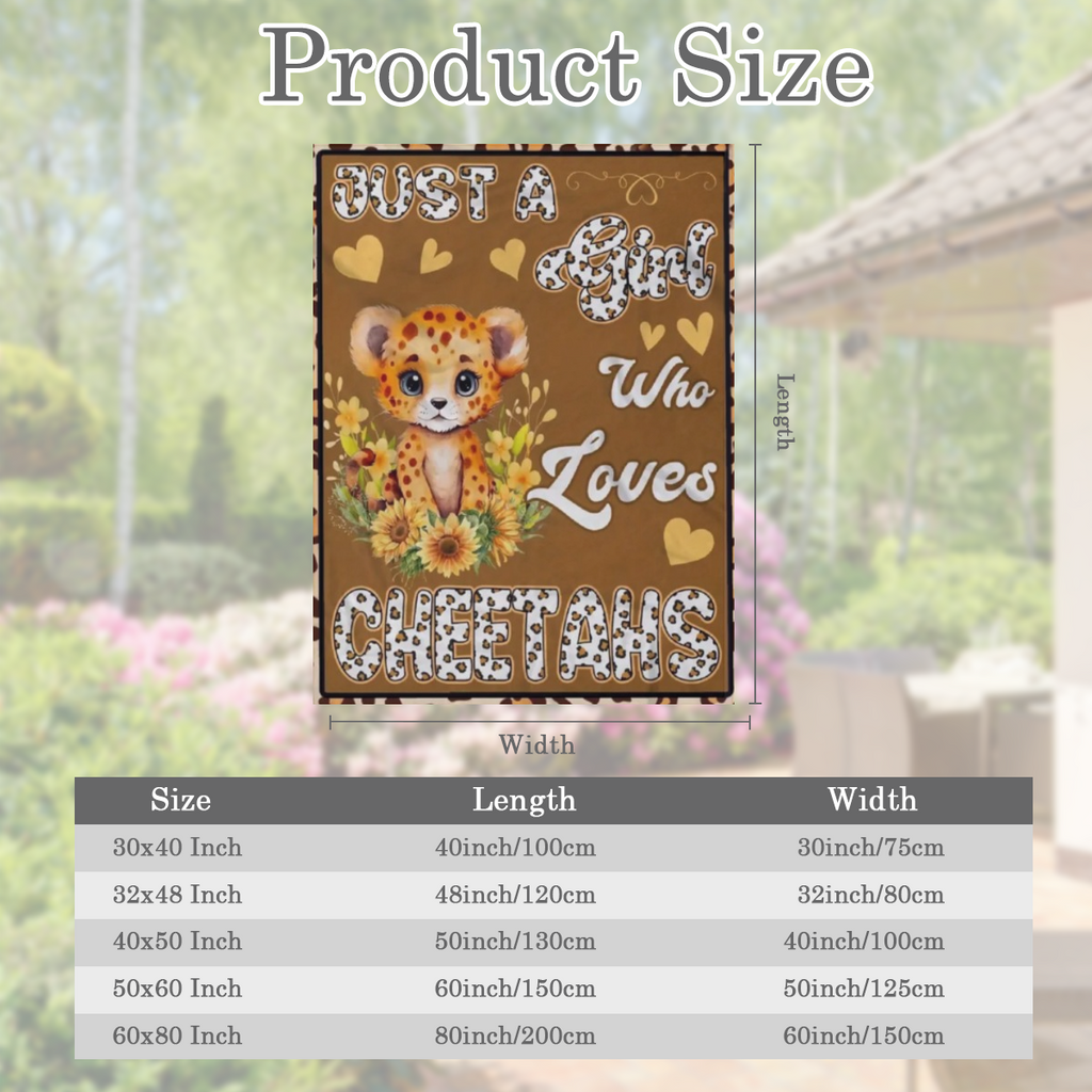 Cheetah- Themed Flannel Blanket Multi- Size Cozy Throw for All Seasons Soft Polyester, Machine Washable Leopard & Sunflower Print Ideal Gift for Cheetah Lovers Suitable for Bed & Couch Perfect for Bir