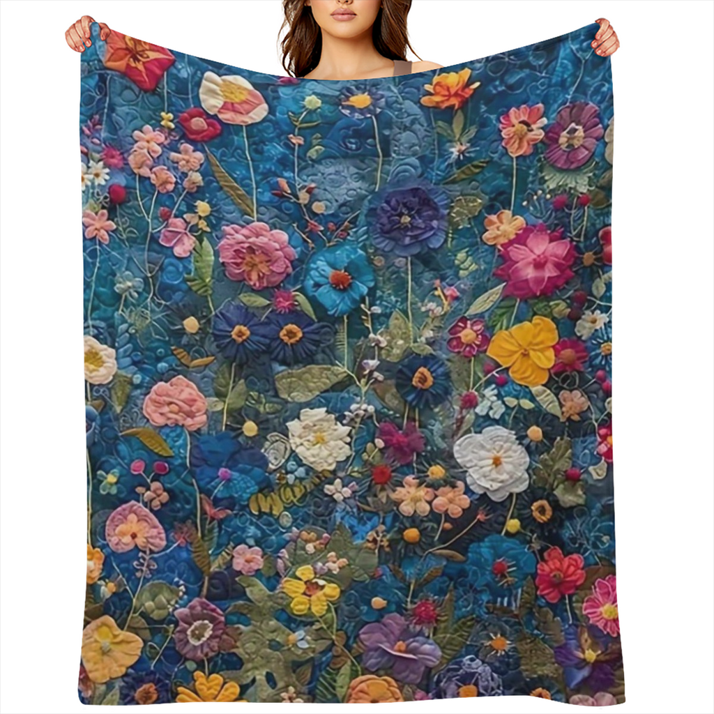 1pc Floral Pattern Plush Fleece Blanket For Daughter, Traditional Style Soft Throw Blanket, Cozy Bed & Sofa Decor Gift