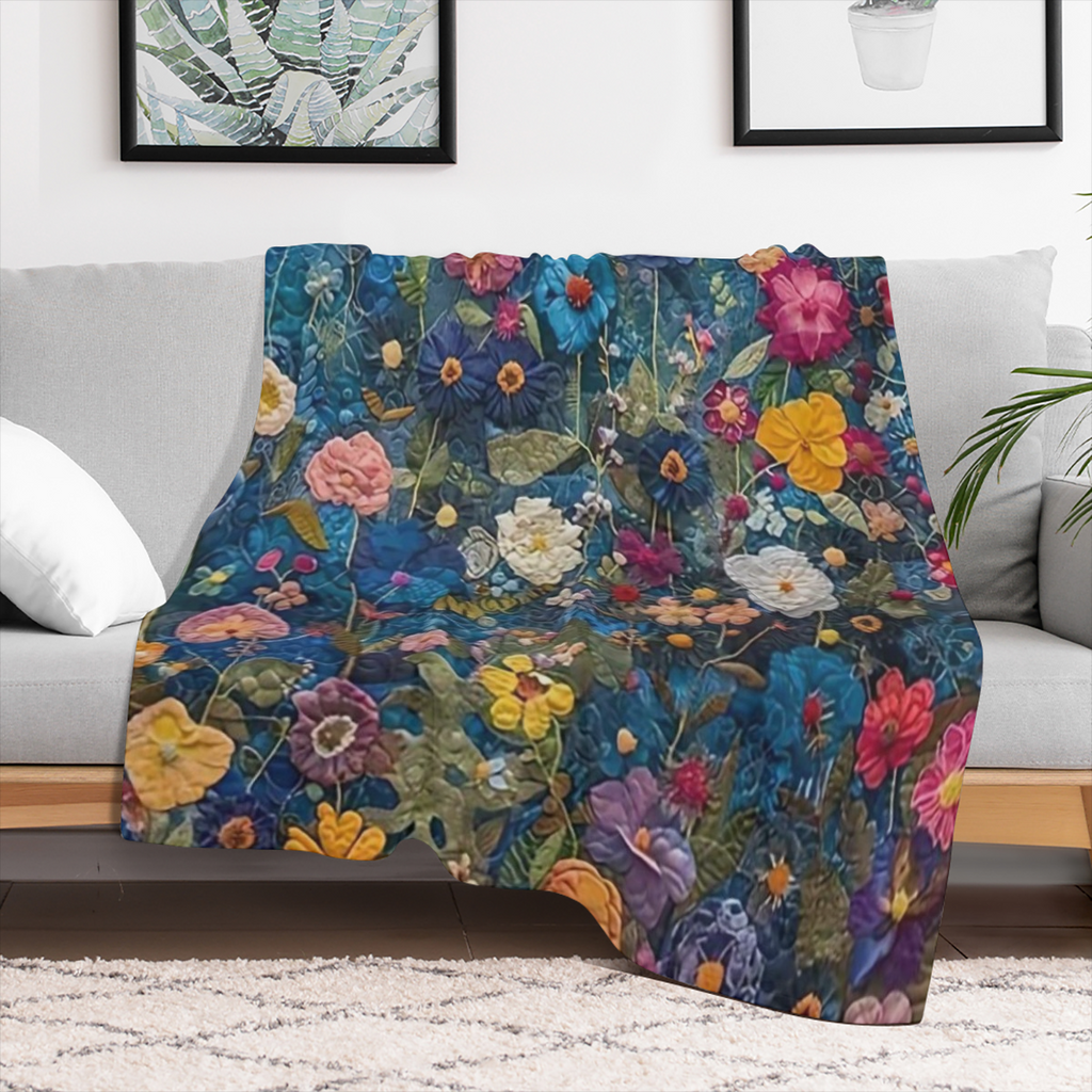 1pc Floral Pattern Plush Fleece Blanket For Daughter, Traditional Style Soft Throw Blanket, Cozy Bed & Sofa Decor Gift