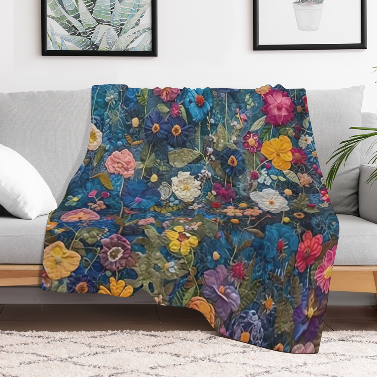 1pc Floral Pattern Plush Fleece Blanket For Daughter, Traditional Style Soft Throw Blanket, Cozy Bed & Sofa Decor Gift