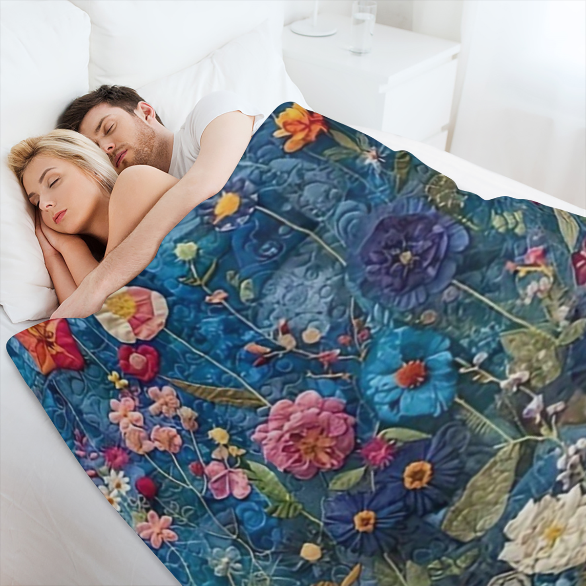 1pc Floral Pattern Plush Fleece Blanket For Daughter, Traditional Style Soft Throw Blanket, Cozy Bed & Sofa Decor Gift