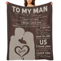 1pc Cozy Flannel Fleece Blanket for Men - Romantic Love Message Throw for Boyfriend, Husband, Fiance - All Seasons Chunky Knit, Machine Washable - Perfect for Birthday, Anniversary, Sweetest Day Gifts
