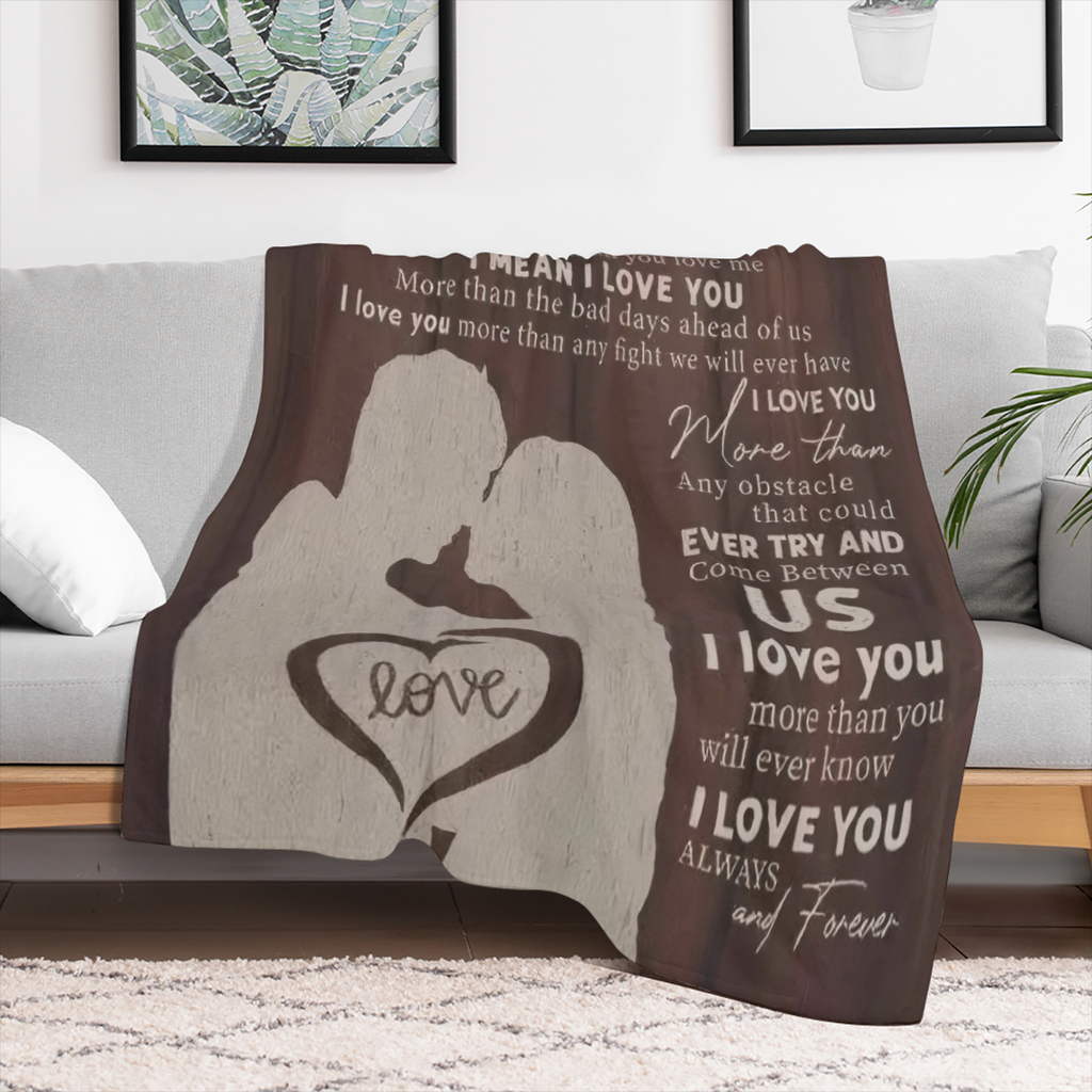 1pc Cozy Flannel Fleece Blanket for Men - Romantic Love Message Throw for Boyfriend, Husband, Fiance - All Seasons Chunky Knit, Machine Washable - Perfect for Birthday, Anniversary, Sweetest Day Gifts