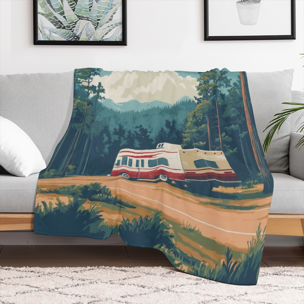 Alabama Travel Poster B6861864 Flannel Throw Blanket - Hypoallergenic, Machine Washable, Gift for Family & Friends