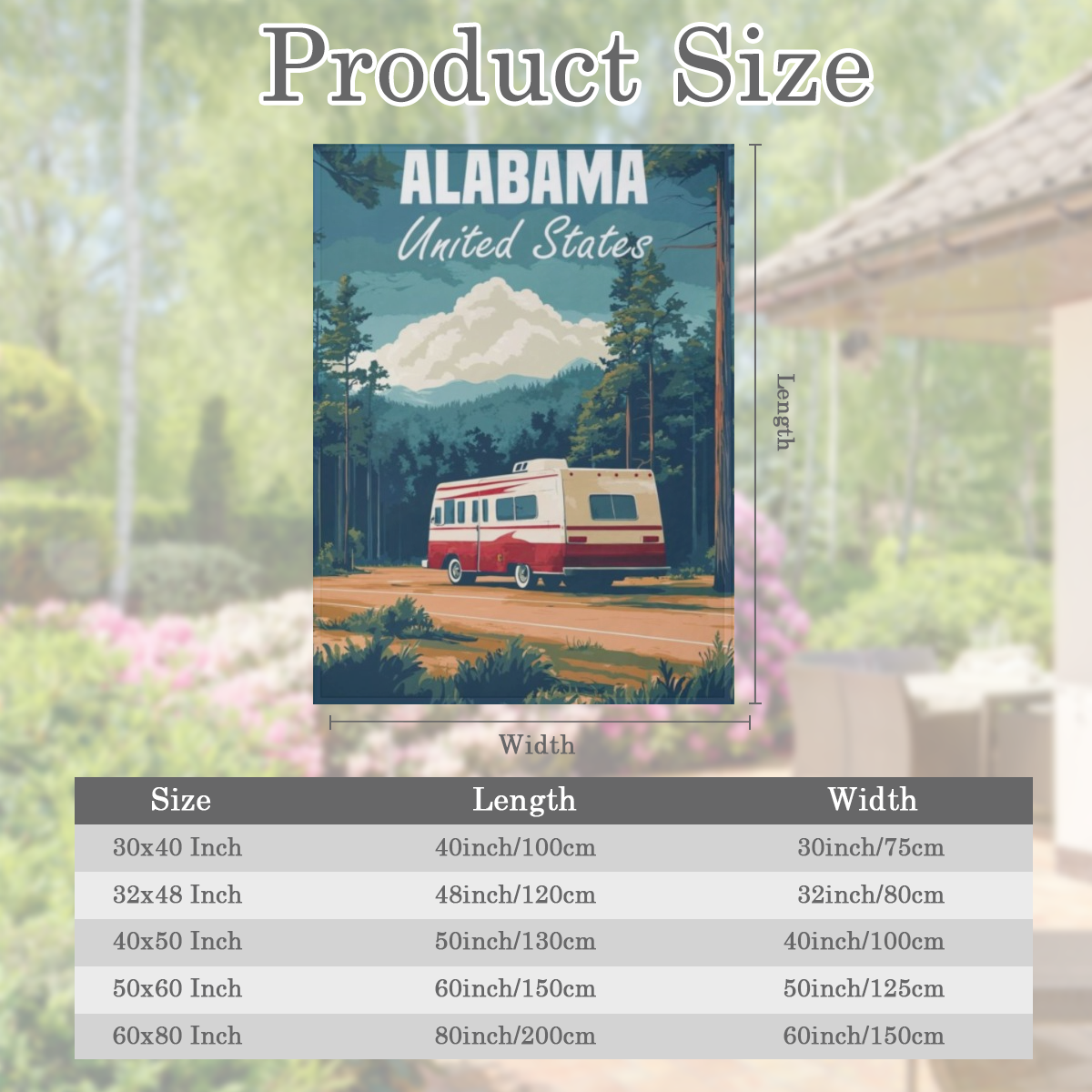 Alabama Travel Poster B6861864 Flannel Throw Blanket - Hypoallergenic, Machine Washable, Gift for Family & Friends