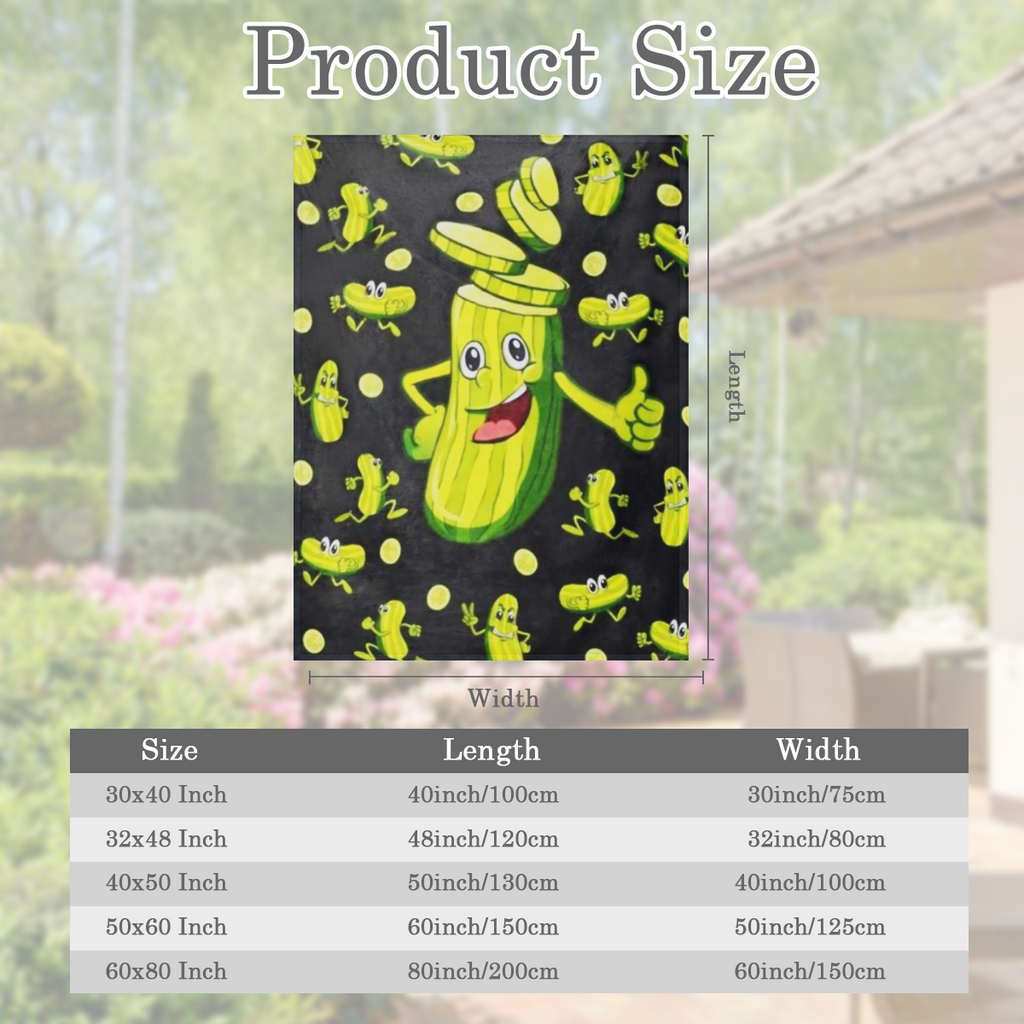 1 comfortable and soft flannel blanket, modern style digitally printed cucumber pattern, all- season, suitable for beds, sofas and chairs, is a unique gift for male and female food lovers, 200- 250 gr