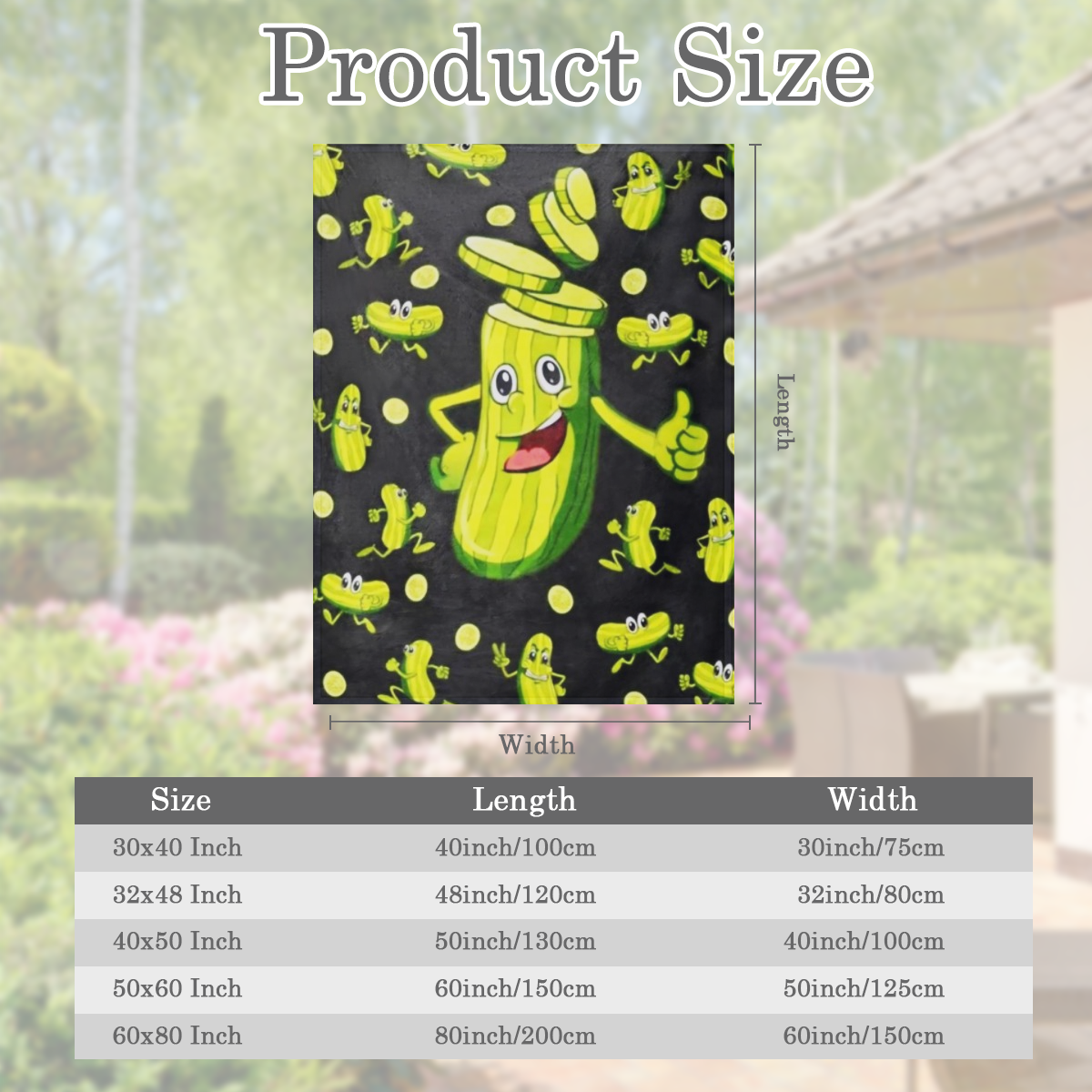1 comfortable and soft flannel blanket, modern style digitally printed cucumber pattern, all- season, suitable for beds, sofas and chairs, is a unique gift for male and female food lovers, 200- 250 gr