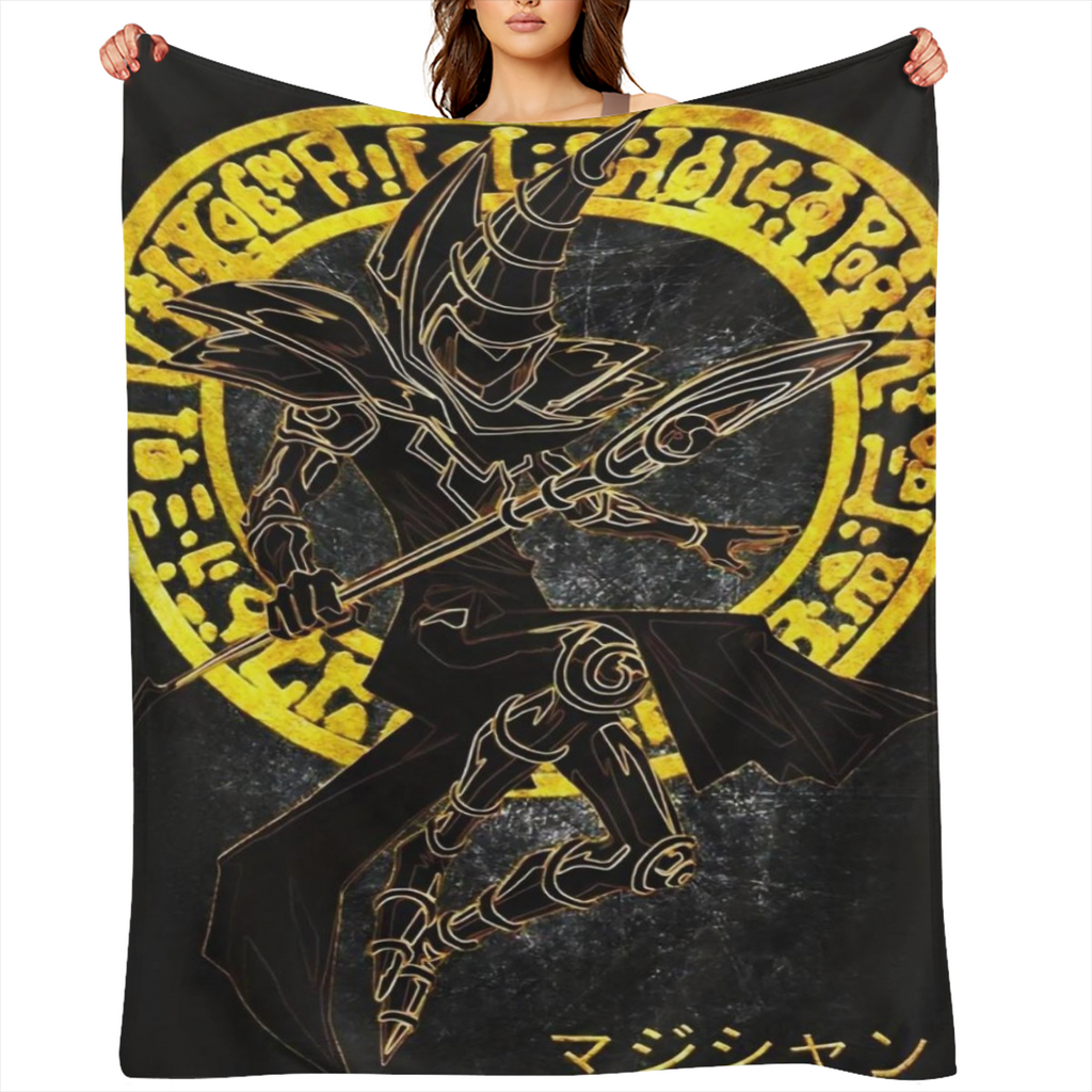 Modern Black Magic Warrior Anime-Themed Flannel Blanket Ultra-Soft Warm and Cozy All-Season Throw for Sofa or Bed Machine Washable Stain-Resistant Perfect Gift for Birthdays Christmas or Travel
