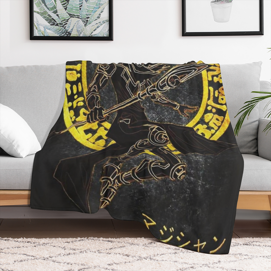 Modern Black Magic Warrior Anime-Themed Flannel Blanket Ultra-Soft Warm and Cozy All-Season Throw for Sofa or Bed Machine Washable Stain-Resistant Perfect Gift for Birthdays Christmas or Travel