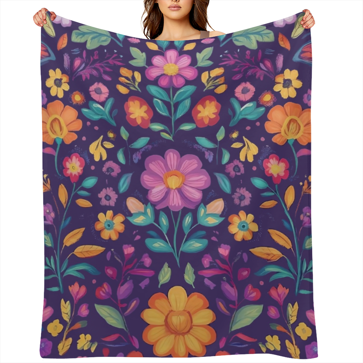 Boho Sunflowers Purple Blanket for Couch Sofa Bed Living Room Decor Soft Comfy Fuzzy Fleece Flannel Throw Blankets Outdoor Camping Travel All Season