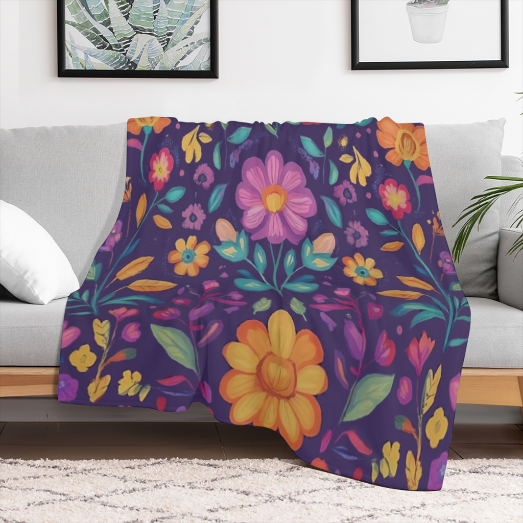 Boho Sunflowers Purple Blanket for Couch Sofa Bed Living Room Decor Soft Comfy Fuzzy Fleece Flannel Throw Blankets Outdoor Camping Travel All Season