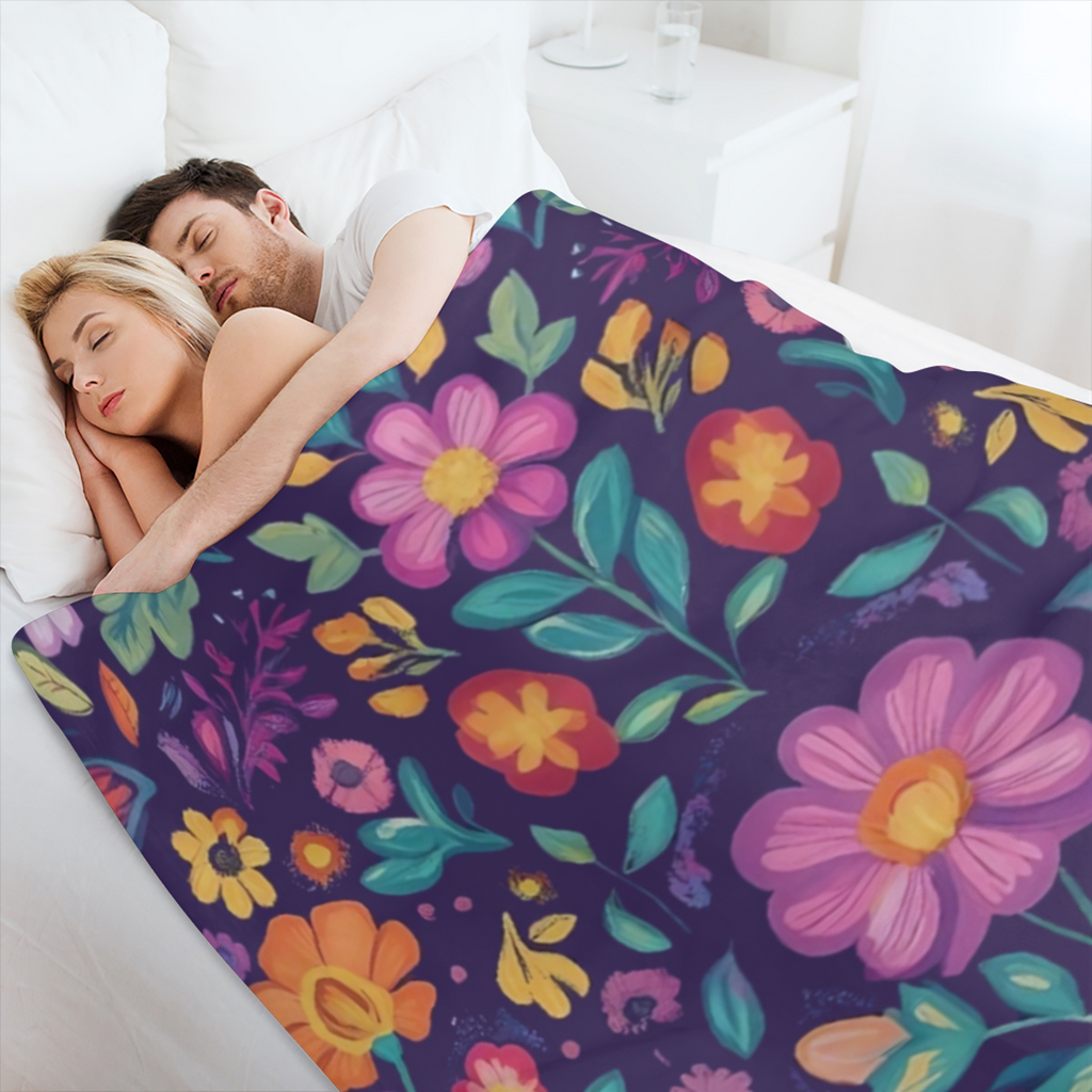 Boho Sunflowers Purple Blanket for Couch Sofa Bed Living Room Decor Soft Comfy Fuzzy Fleece Flannel Throw Blankets Outdoor Camping Travel All Season