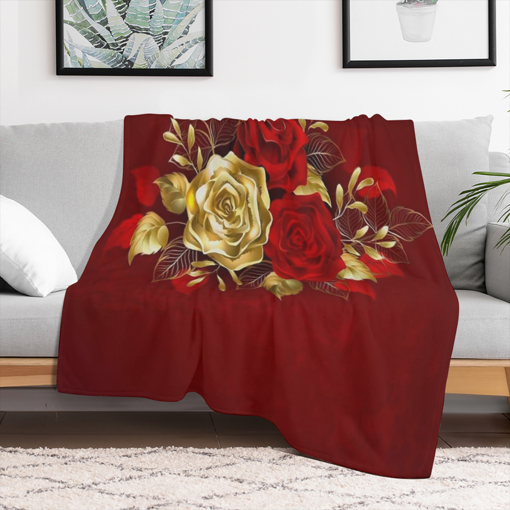 1pc romantic rose pattern printed blanket, contemporary style blanket, soft and comfortable blanket, travel sofa bed, office home decoration, birthday gift blanket, boys, girls, adults, all seasons av