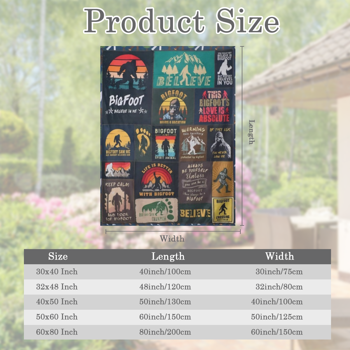 Bigfoot Sasquatch Cotton Blanket - Modern style, all seasons, 100 polyester, fabric, soft and comfortable, 250- 300gsm, no hair removal, high quality handmade, perfect for Bigfoot lovers to give gifts
