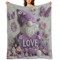 Cast a flannel blanket, emblazoned with butterflies and flowers on valentine' s day design, soft, warm and comfortable, suitable for sofa, bed, car, office, camping, travel, gifts all season, mixed co