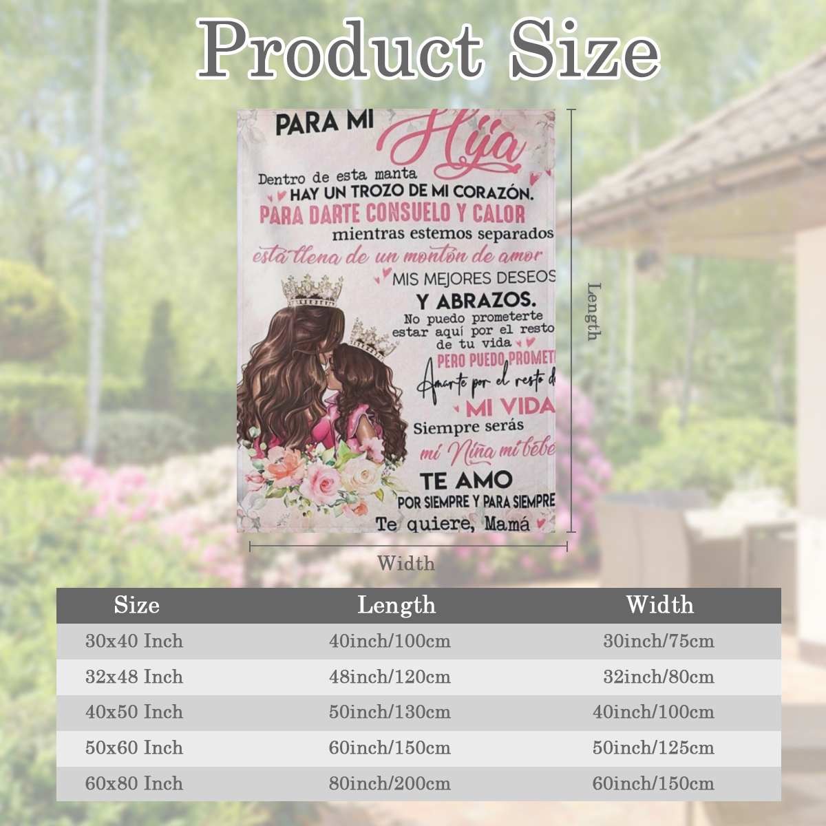 1pc Fleece Blanket for Daughter - ' Te Quiero Mama' Cozy Woven Throw with Floral Design, Spanish & English Text Perfect Gift for All Seasons, Camping, or Home Use, Blanket
