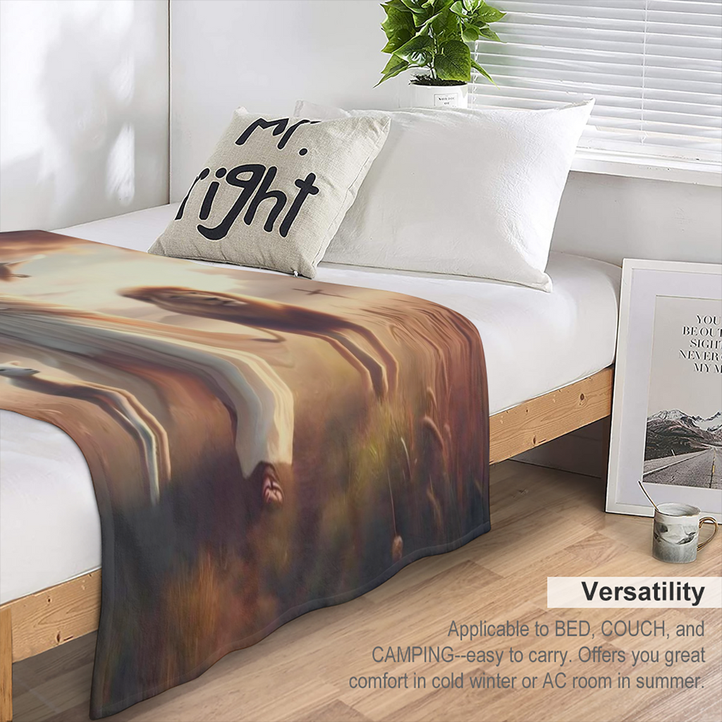 Jesus-Inspired Flannel Throw Blanket - Soft Warm Cozy for Couch Bed Office and Camping Versatile All-Season Gift Idea