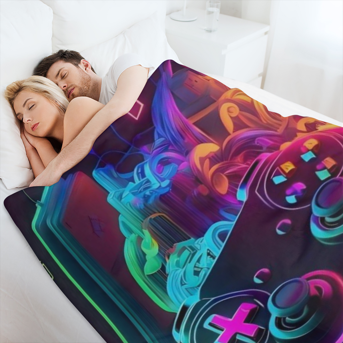 1pc Cool Gamepad Flannel Printed Blanket, Contemporary Style Blanket, Soft And Comfortable Blanket, Travel Sofa Bed, Office Home Decor, Birthday Gift Blanket, Boys, Girls, Adults, All Seasons Availabl