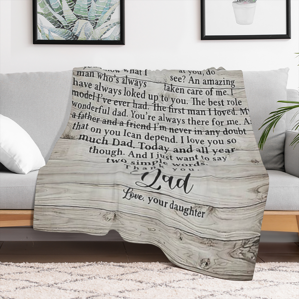 Blanket Given to Dad by Daughter Super Soft And Comfortable Warm Flannel Sofa Bed Blanket Creative Travel Blanket Suitable for Christmas FatherS Day DadS Birthday Soft And Comfortable Blanket