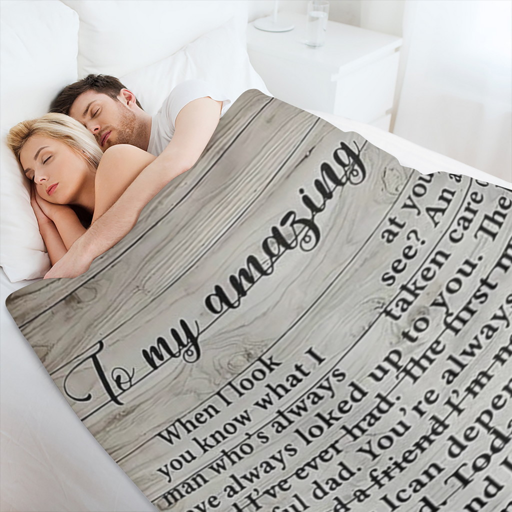 Blanket Given to Dad by Daughter Super Soft And Comfortable Warm Flannel Sofa Bed Blanket Creative Travel Blanket Suitable for Christmas FatherS Day DadS Birthday Soft And Comfortable Blanket