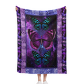 SLEEPWISH Purple Blue Butterfly Printed Flannel Fleece Throw Blanket - Soft Cozy Lightweight All-Season Flannel Plush, Butterfly Element, Colorful Fluffy, Graphic Decor for Couch Bed, Gift for Women,