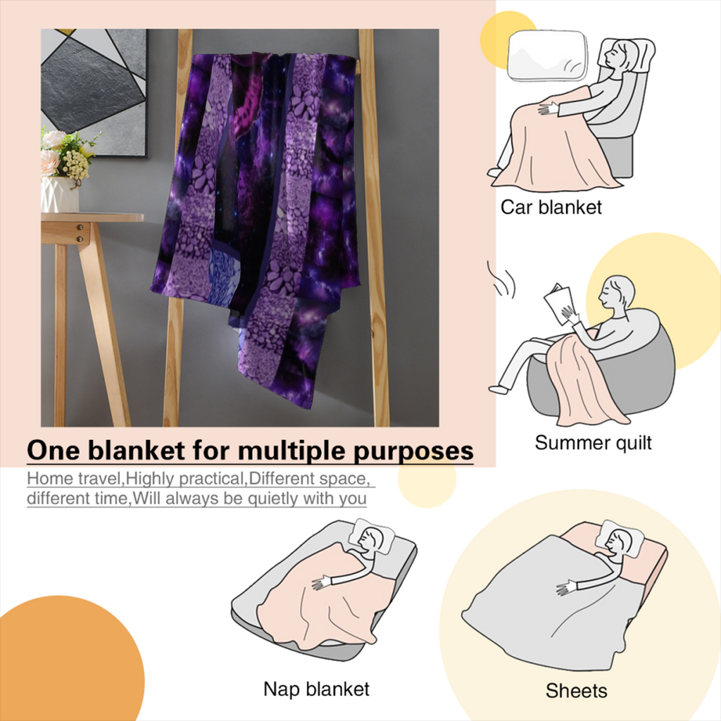 SLEEPWISH Purple Blue Butterfly Printed Flannel Fleece Throw Blanket - Soft Cozy Lightweight All-Season Flannel Plush, Butterfly Element, Colorful Fluffy, Graphic Decor for Couch Bed, Gift for Women,