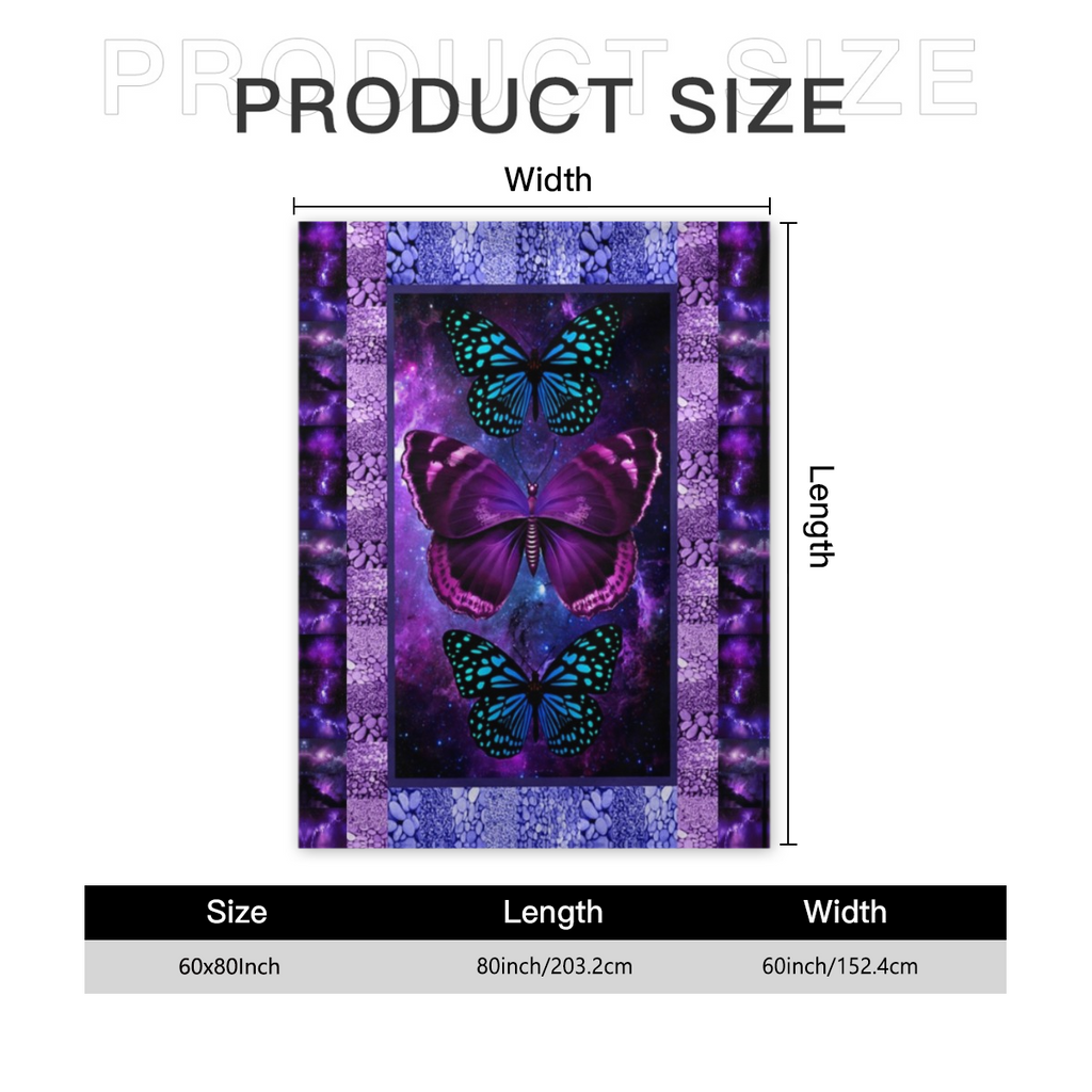 SLEEPWISH Purple Blue Butterfly Printed Flannel Fleece Throw Blanket - Soft Cozy Lightweight All-Season Flannel Plush, Butterfly Element, Colorful Fluffy, Graphic Decor for Couch Bed, Gift for Women,