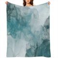 Turquoise Mint With Liquid Marble Golden Throw Blanket 280GSM Flannel Blankets for Couch Bed Sofa Dorm, Warmth Soft Cozy Blanket Gifts for Her Him All Season